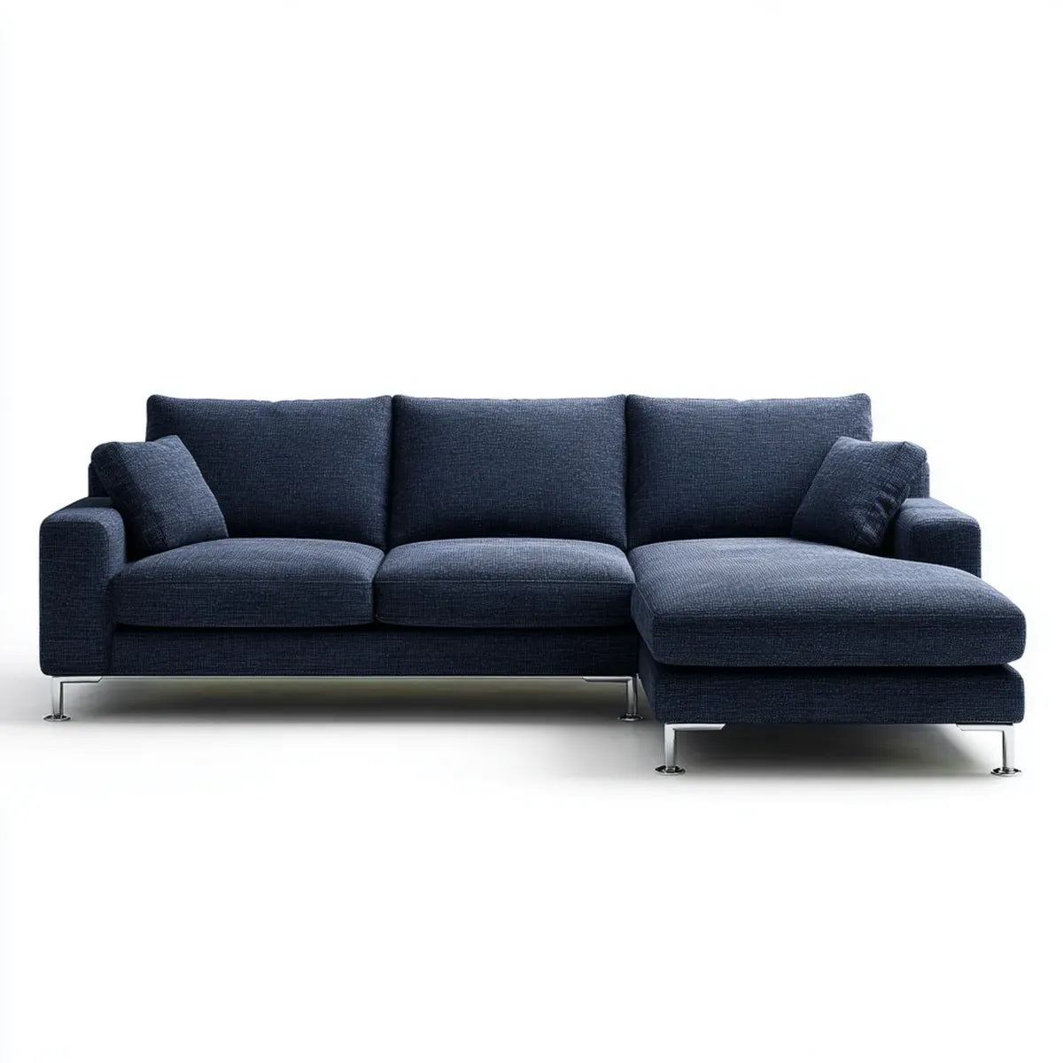 Canapé d'angle droit 3 places bleu marine 260 x 160 x 85 cm en polyester forme L