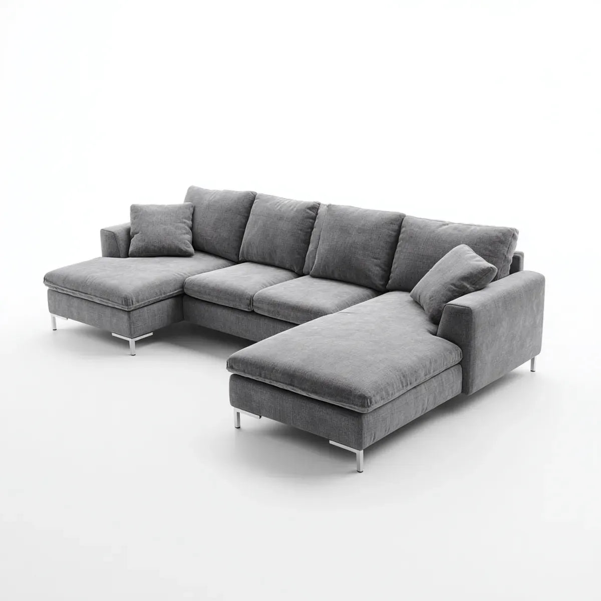 Canapé d'angle panoramique en U gris 320 x 160 x 85 cm en polyester avec pieds en acier