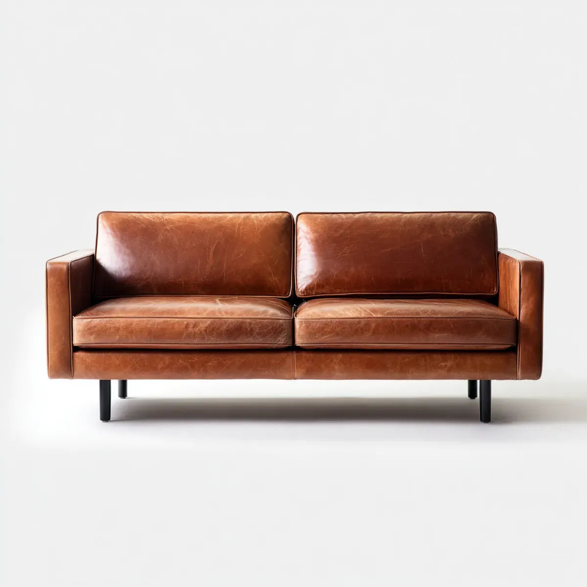 Canapé 3 places marron en cuir synthétique PU 180 x 85 x 82 cm rectangulaire