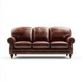 Canapé 3 places marron en cuir synthétique PU rectangulaire 220 x 95 x 90 cm