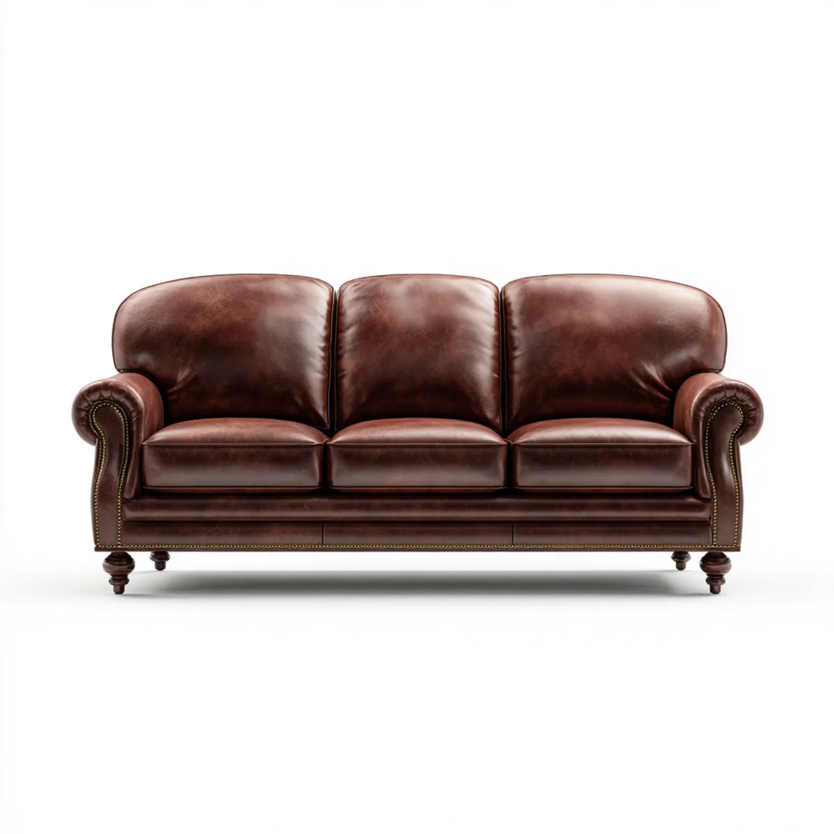 Canapé 3 places marron en cuir synthétique PU rectangulaire 220 x 95 x 90 cm