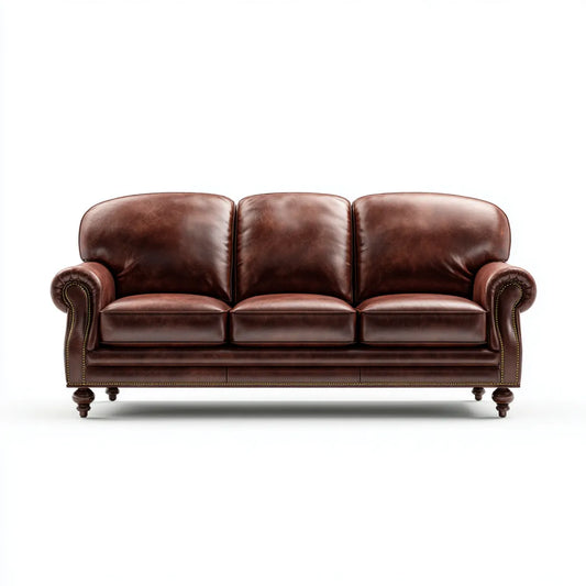 Canapé 3 places marron en cuir synthétique PU rectangulaire 220 x 95 x 90 cm