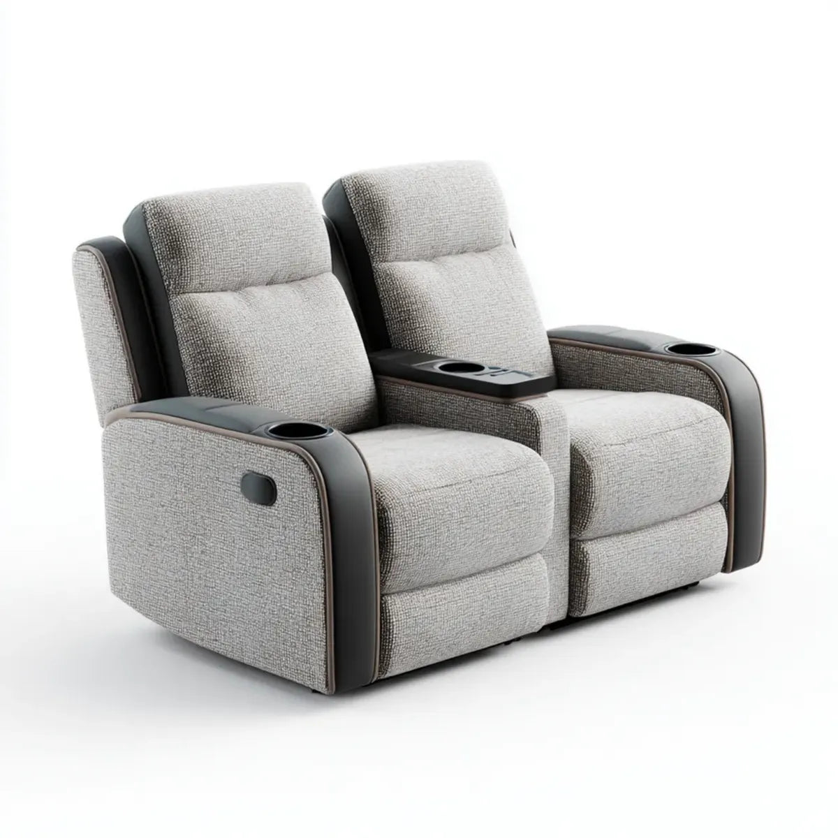 Canapé relax manuel 2 places gris et noir en polyester et PU rectangulaire 168 x 95 x 102 cm