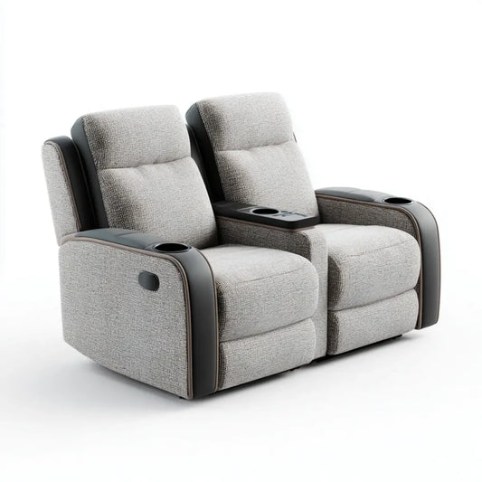 Canapé relax manuel 2 places gris et noir en polyester et PU rectangulaire 168 x 95 x 102 cm
