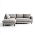 Canapé d'angle 3 places gris clair en L 230 x 150 x 85 cm avec revêtement en polyester