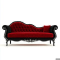 Canapé 3 places rouge et noir en velours polyester avec structure en hêtre massif dossier ondulé 220 x 85 x 110 cm