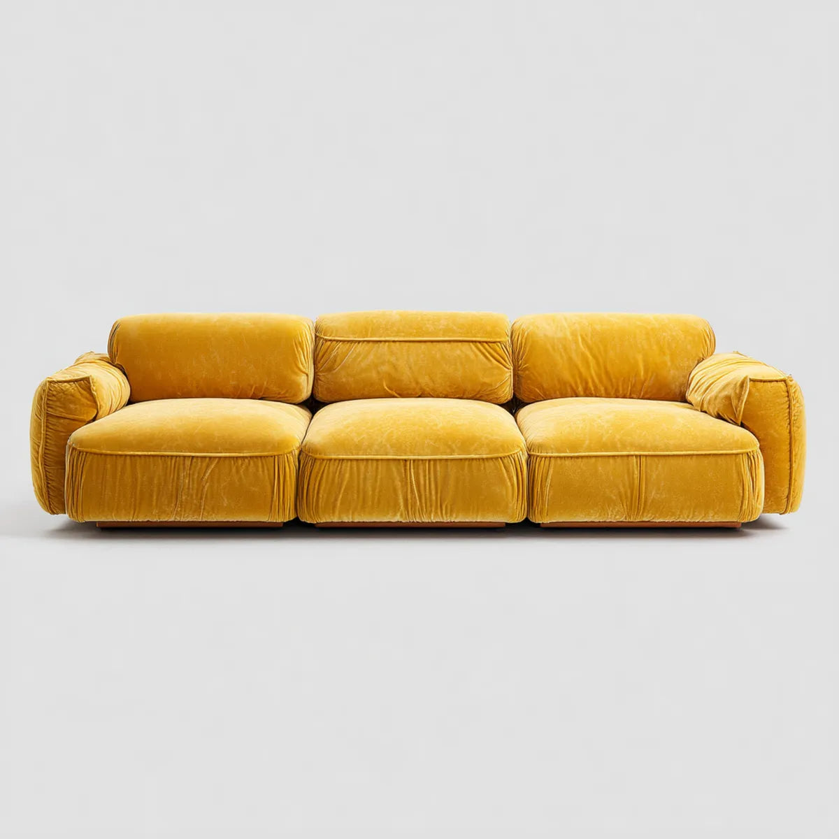 Canapé droit 3 places jaune moutarde 240 x 100 x 78 cm velours polyester rectangulaire