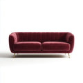 Canapé 3 places bordeaux 200 x 85 x 78 cm en velours de polyester forme arrondie