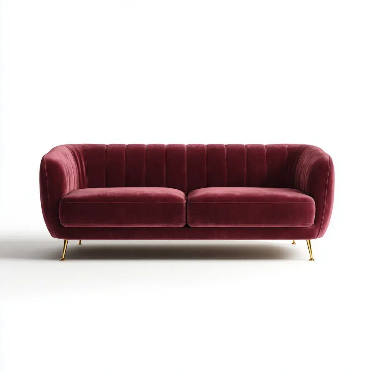 Canapé 3 places bordeaux 200 x 85 x 78 cm en velours de polyester forme arrondie