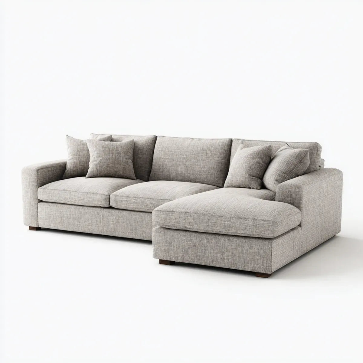 Canapé d'angle droit 4 places gris clair en polyester 280 x 165 x 85 cm