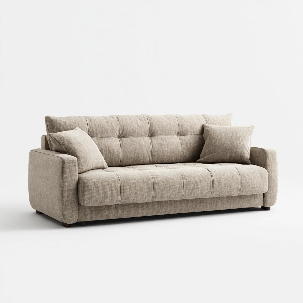 Canapé 3 places beige 210 x 90 x 88 cm revêtement en polyester forme droite