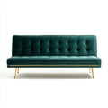 Canapé 3 places vert foncé en velours de polyester avec pieds en acier 210 x 85 x 85 cm rectangulaire