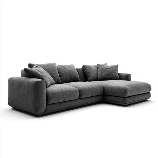 Canapé d'angle droit 4 places gris anthracite en polyester avec méridienne 280 x 170 x 85 cm