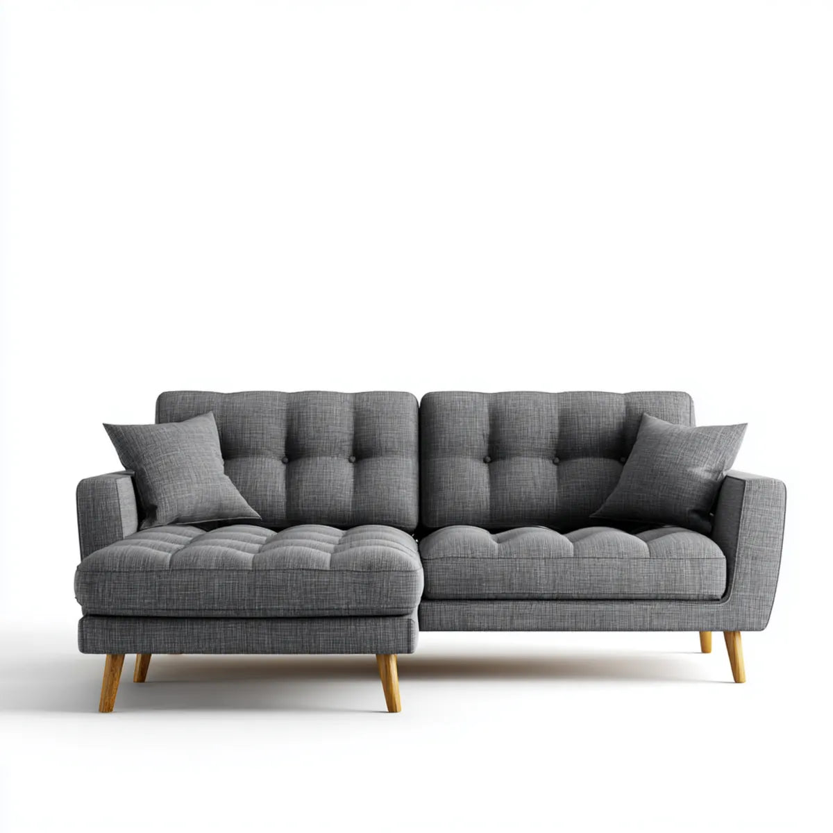 Canapé d'angle 3 places gris foncé en polyester avec méridienne gauche 250 x 160 x 85 cm