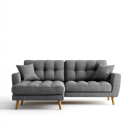 Canapé d'angle 3 places gris foncé en polyester avec méridienne gauche 250 x 160 x 85 cm