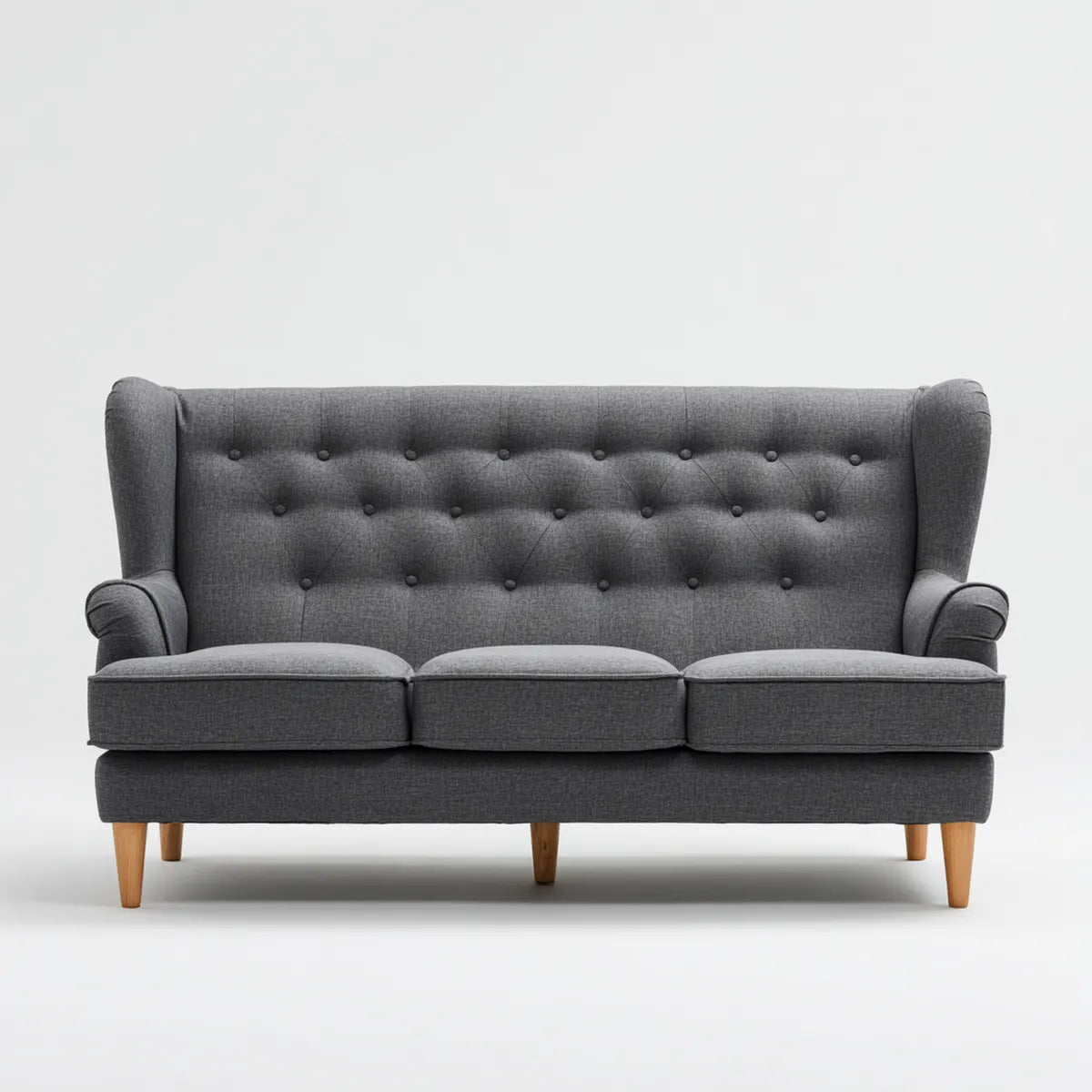 Canapé 3 places gris anthracite 210 x 90 x 100 cm polyester forme droite