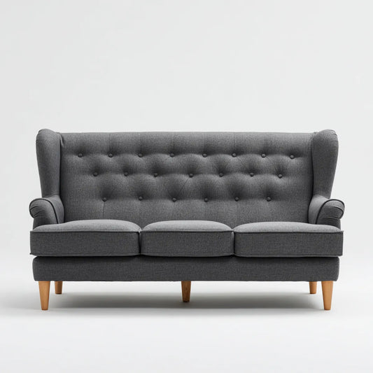 Canapé 3 places gris anthracite 210 x 90 x 100 cm polyester forme droite